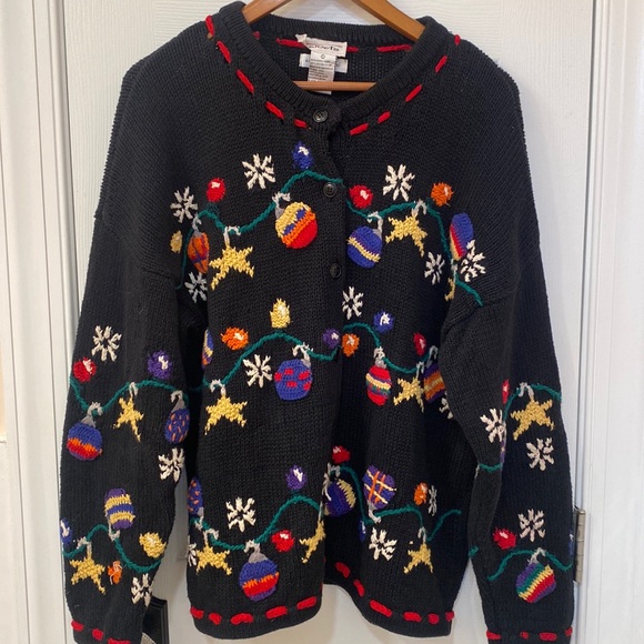 Talbots Vintage Christmas Sweater Knitted by Hand - Size XL - Picture 1 of 9